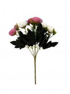 Bukiet pełników 30 cm fiolet róż krem