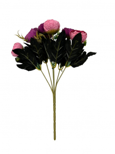 Bukiet pełników 30 cm purpura brudny róż
