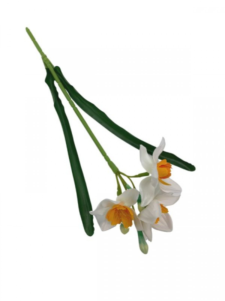 Narcyz kwiat pojedynczy 38 cm biały z pomarańczowym środkiem